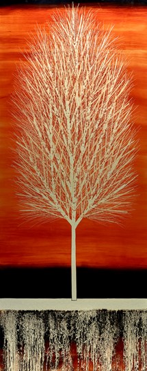 Orange Silent Grove by Nakisa Seika - Glazed Original Painting on Box Board